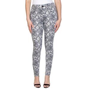 Seven7 Womens Tummy Less High Rise Skinny Jeans Neutral Snake Skin Gray Size 10